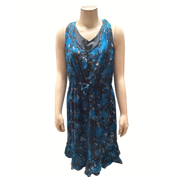 Converse One Star Womens Blue Floral Sleeveless Dress M Polyester - Picture 1 of 12